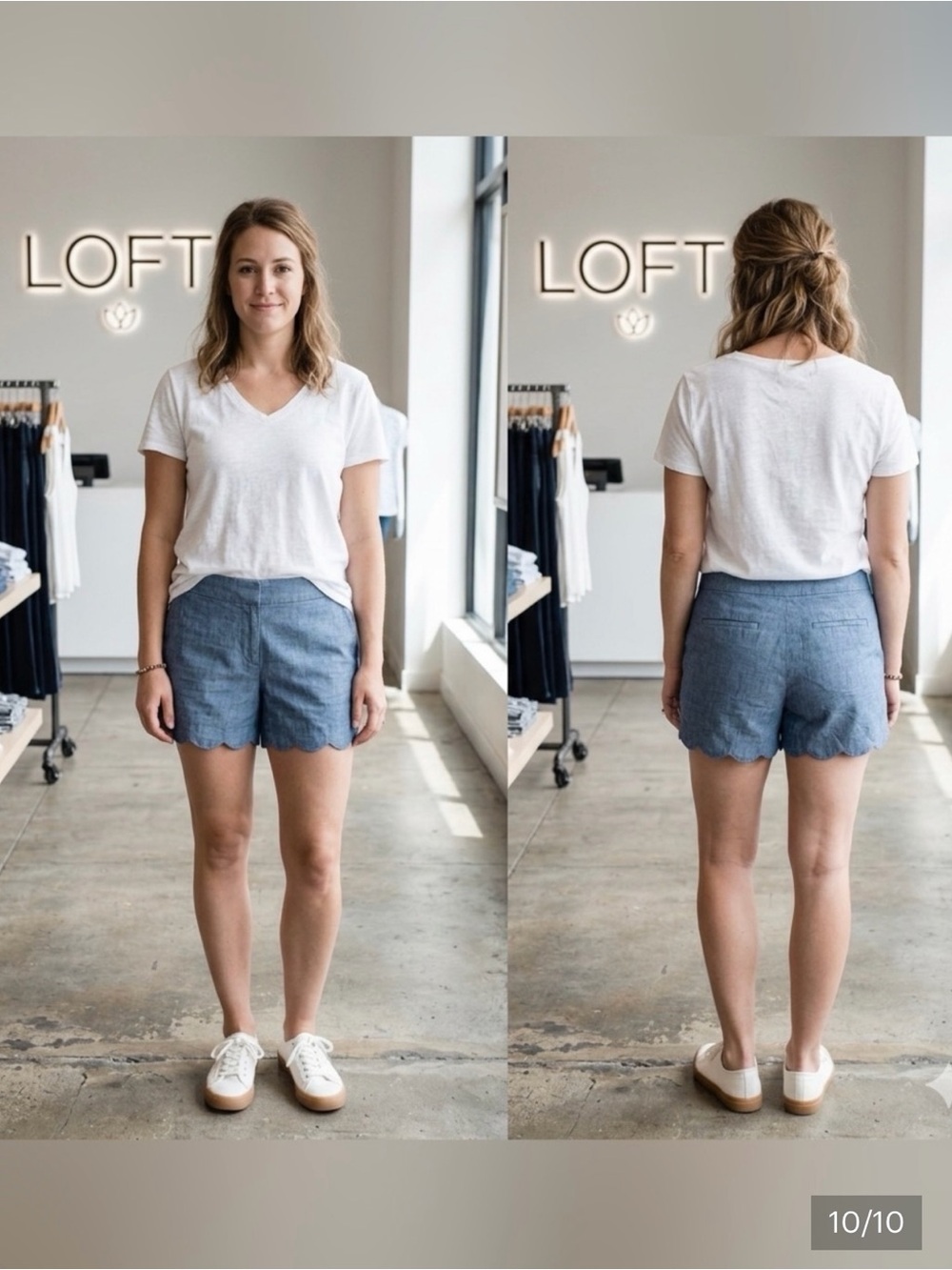 Loft The Riviera Scalloped 3”Hem Linen Blend Short 4